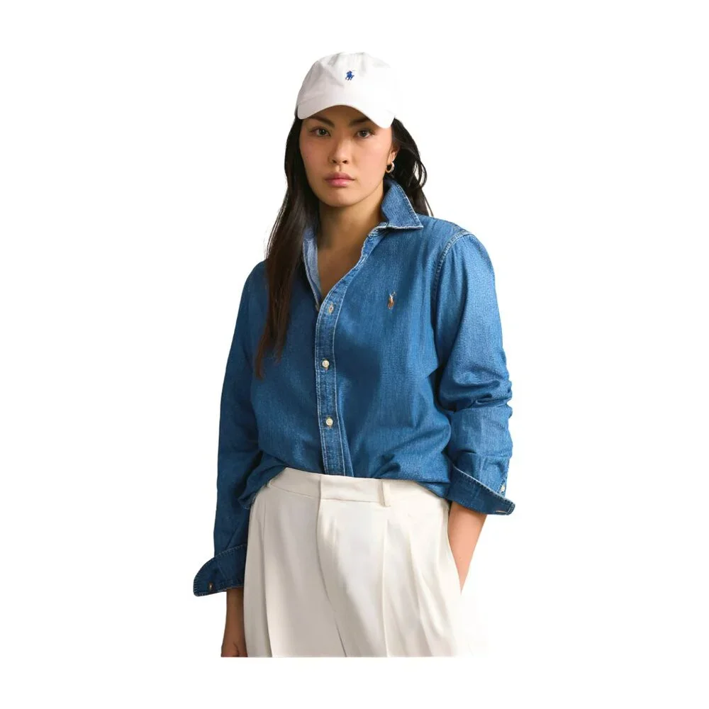 Polo Ralph Lauren Slim-Fit Denim Shirt Womens Size 12 Merced Wash - Picture 1 of 9